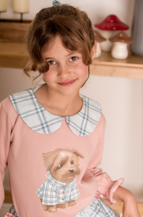 SUDADERA NIÑA ROSA +BRAGUITA CUADROS MON PETIT BONBON