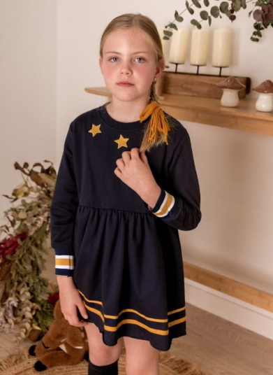 VESTIDO PUNTO MARINO + MOSTAZA IM152 MON PETIT BONBON