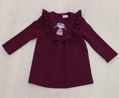 VESTIDO GRANATE MUÑECA BABINÉ