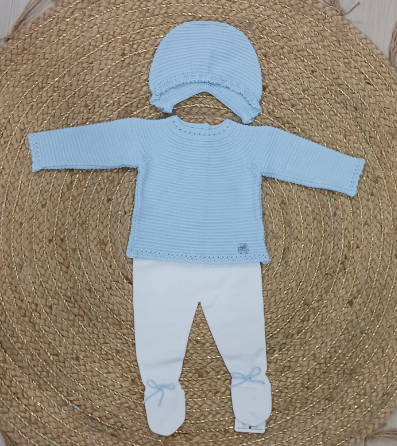 JERSEY CELESTE+POLAINA BLANCA +CAPOTA DE HILO GRANLEI