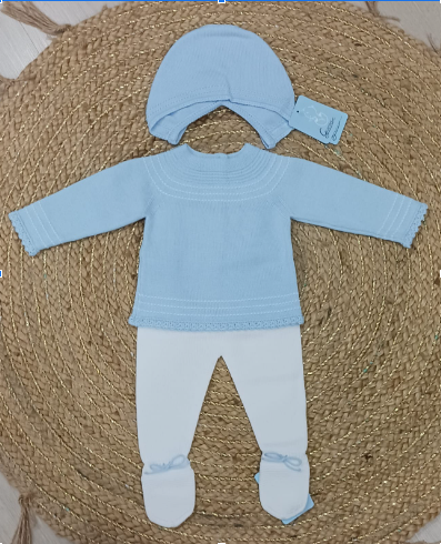 JERSEY CELESTE +POLAINA BLANCA + CAPOTA DE HILO GRANLEI
