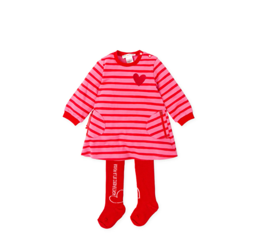 VESTIDO CON LEOTARDO ROJO COLECCIÓN STRIPES  AGATHA RUIZ DE LA PRADA