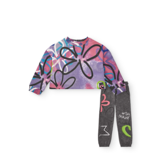 SUDADERA FELPA Y PANTALÓN NIÑA COLECCIÓN CRAZY FEELINGS TUC TUC