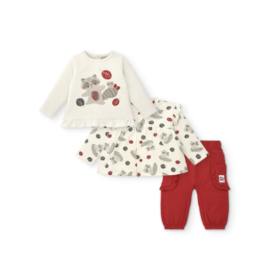 CHÁNDAL Y CAMISETA PUNTO NIÑA COLECCIÓN SWEET RACOON TUC TUC