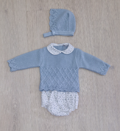 CONJUNTO BEBÉ NIÑO+ CAPOTA AZUL BRUMA COLECCIÓN ALMEZ BABIDÚ R. 40760