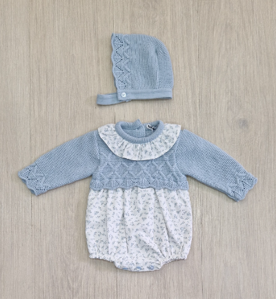 PELELE  CUELLO BEBÉ NIÑA PUNTO + CAPOTA AZUL BRUMA COLECCIÓN ALMEZ BABIDÚ R. 31760