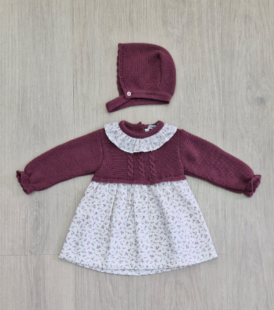 VESTIDO BEBÉ NIÑA PUNTO + CAPOTA COLECCIÓN CEREZA BABIDÚ R. 91763