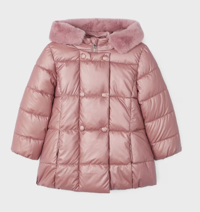 ABRIGO PLUMÓN NIÑA ROSADO CUELLO PELO MAYORAL R. 4489