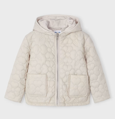 ABRIGO CORTO NIÑA FLORES COLOR ALPACA MAYORAL R. 4495