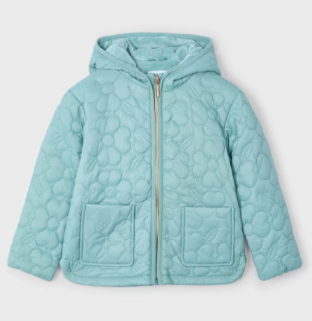 ABRIGO CORTO NIÑA FLORES COLOR JADE MAYORAL R. 4495