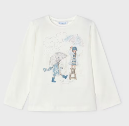 CAMISETA NIÑA PARAGUAS CRUDO/CELESTE MAYORAL R. 4067