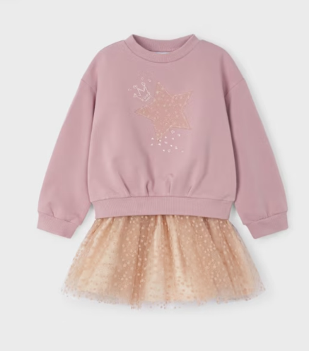 SUDADERA ROSADA+ FALDA TUL CAMEL  MAYORAL R. 4937